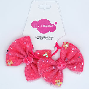 Bow Ponytail Holder - Pink