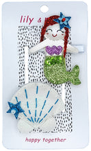 Load image into Gallery viewer, Making Waves Mermaid Hair Clips- Green and Glitter White