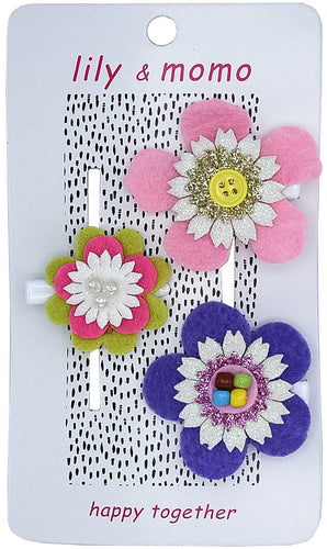 Pastel Flower Trio Hair Clips