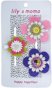 Pastel Flower Trio Hair Clips